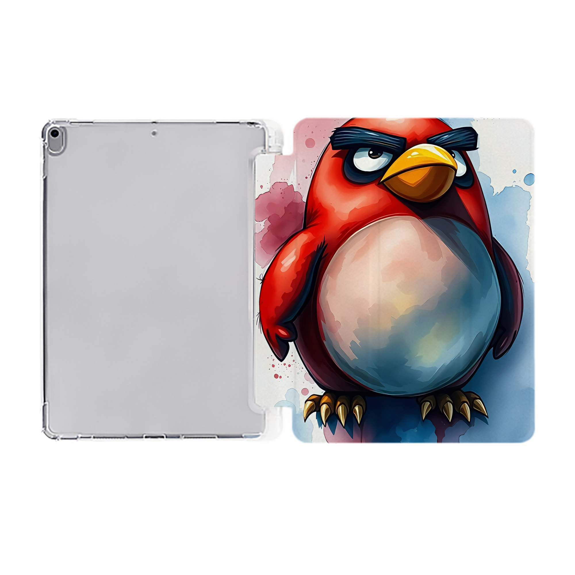 Angry Birds アングリーバード IPad ケース ペン収納付き 三つ折りスタンド PUレザー×シリコン 対応機種9.5/10.5/10.9インチ